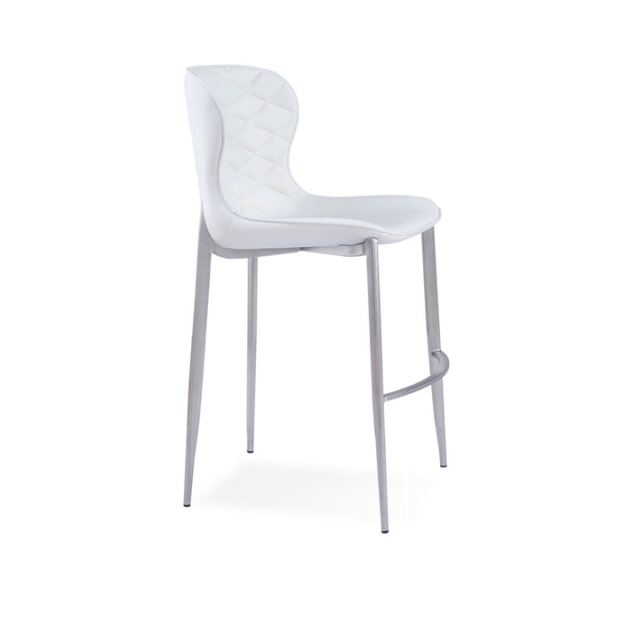Albert Upholstered Bar & Counter Stool Upper Square™ Base Color: Stainless Steel, Upholstery Color: White Seat Height: Counter Stool (24” Seat Height)