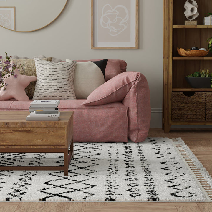Mason Shag Tribal Whisper White Area Rug CosmoLiving by Cosmopolitan Rug Size: Runner 2'2" x 8'