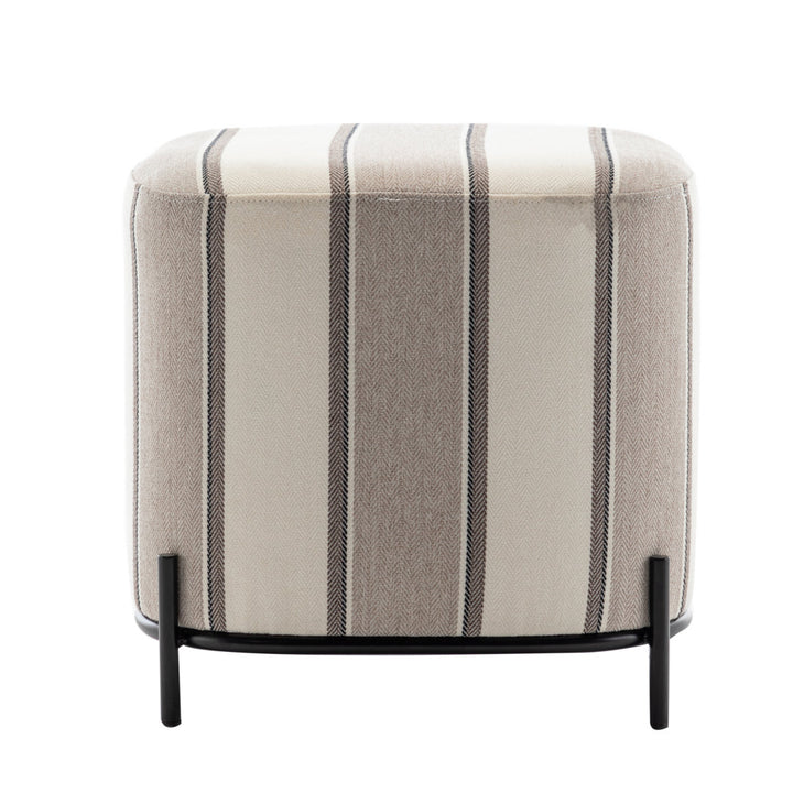 Ohman 16.5'' Wide Square Cube Ottoman Mercury Row® Leg Color: Black Body Fabric: Brown and White Striped Twill