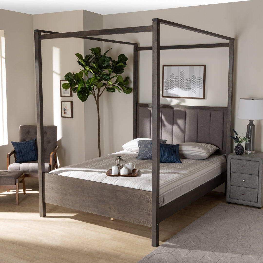 Carrillo Tufted Upholstered Canopy Bed Foundry Select Size: King