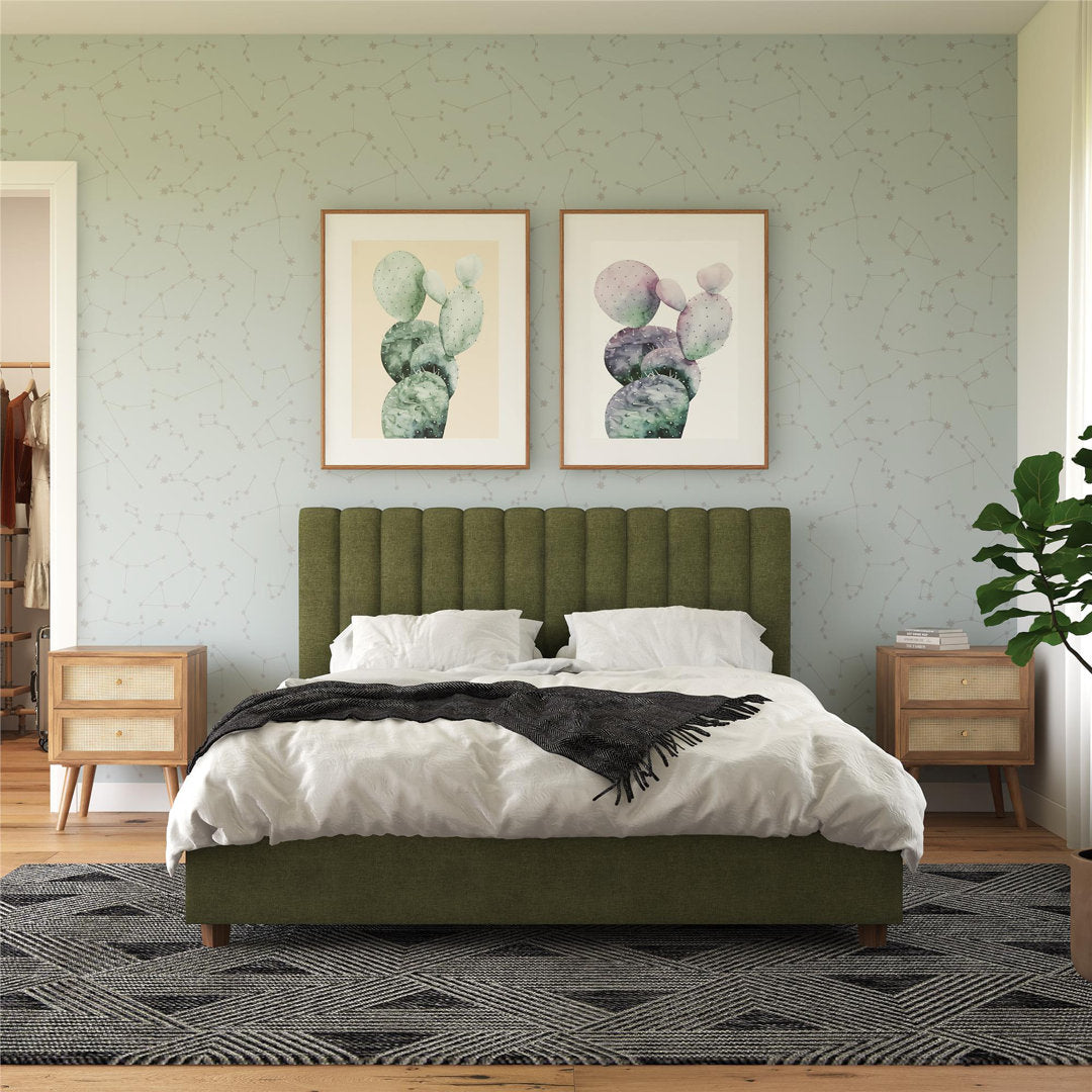 Brittany Tufted Upholstered Platform Bed Novogratz Color: Green Size: Queen