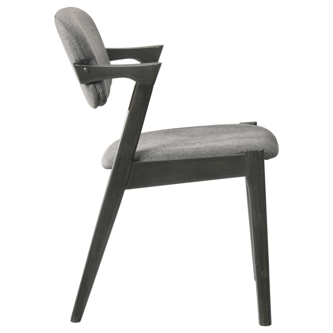 Artresha Upholstered Arm Chair (Set of 2) Wade Logan® Leg Color: Black, Color: Fabric Dark Gray