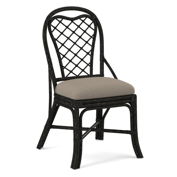 Trellis Back Side Dining Chair Braxton Culler Upholstery Color: Beige Performance Fabric; 0851-73, Frame Color: Antique Black
