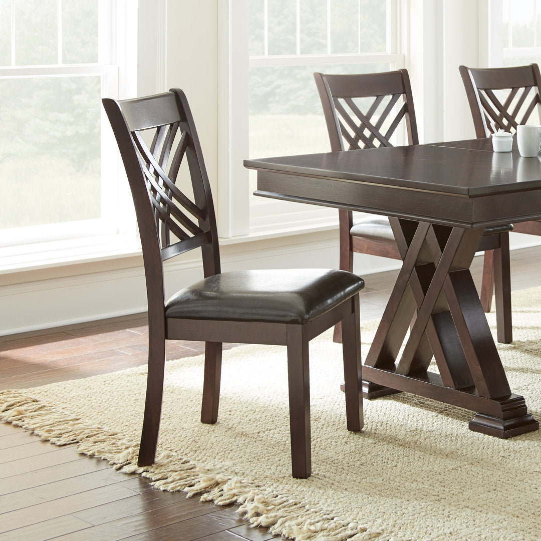 Earlville Solid Wood Cross Back Side Chair in Espresso Cherry (Set of 2) Lark Manor™