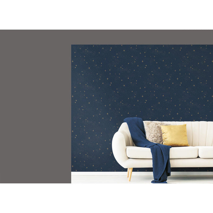 Rebecca Upon a Star 16.5' L x 20.5" W Peel and Stick Wallpaper Roll Isabelle & Max™ Color: Navy