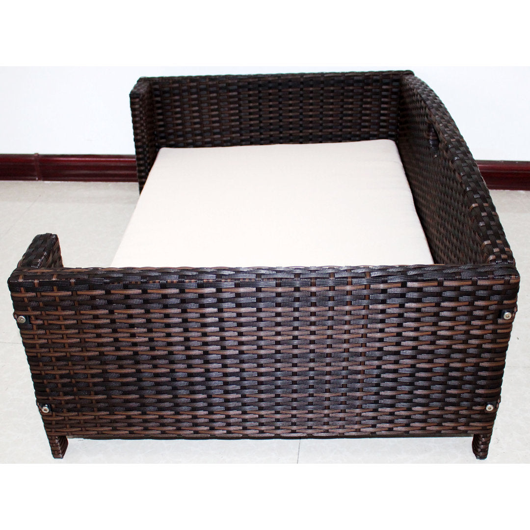 Cristobal Rattan Rectangular Dog Sofa Archie & Oscar™ Size: Large (38.5" W x 26.5" D x 15" H)