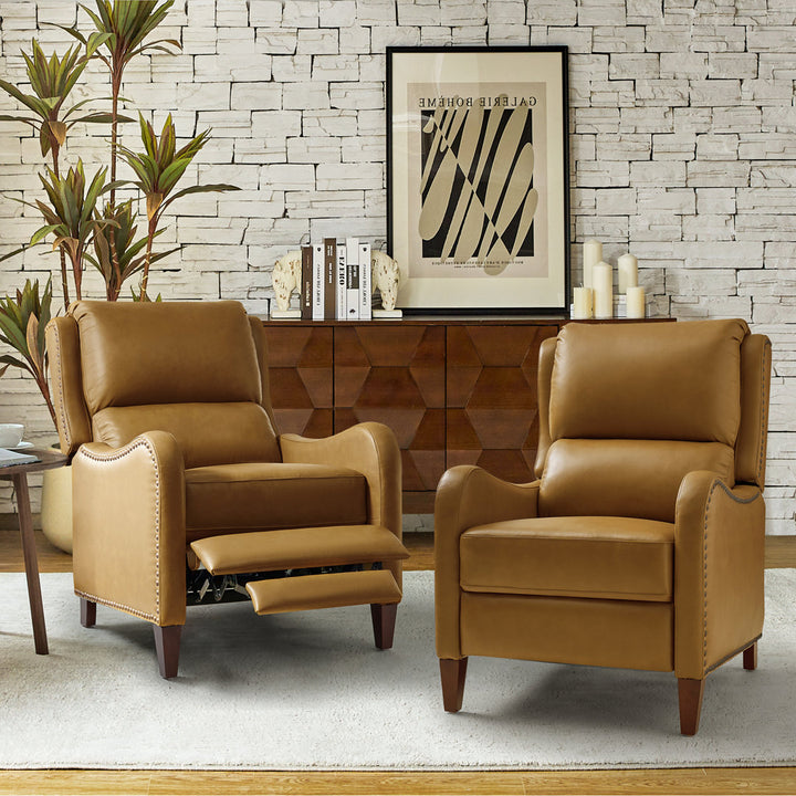 Beecher 28.75" Wide Genuine Leather Club Recliner (Set of 2) Lark Manor™ Body Fabric: Camel Top Grain Leather