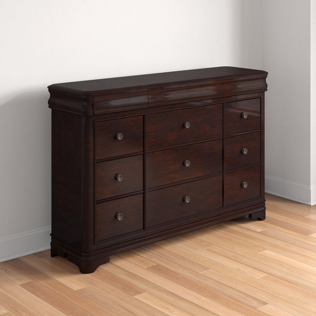 Altigarron 9 Drawer 65" W Solid Wood Dresser Lark Manor™