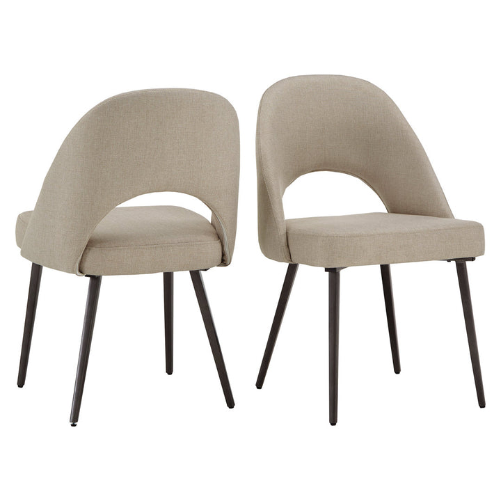 Etna Upholstered Side Chair (Set of 2) Mercury Row® Upholstery Color: Beige Herringbone Twill