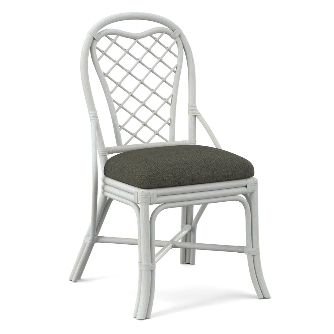 Trellis Back Side Dining Chair Braxton Culler Upholstery Color: Blue Buffalo Check; 0120-61, Frame Color: Bisque