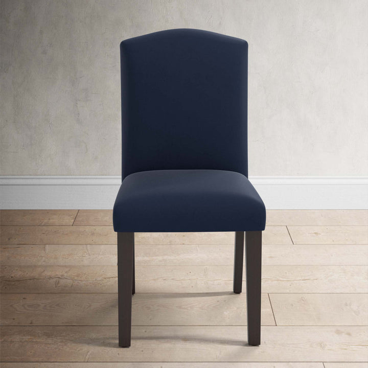 Estrela Upholstered Dining Chair Birch Lane™ Leg Color: Espresso, Upholstery Color: Velvet Ink