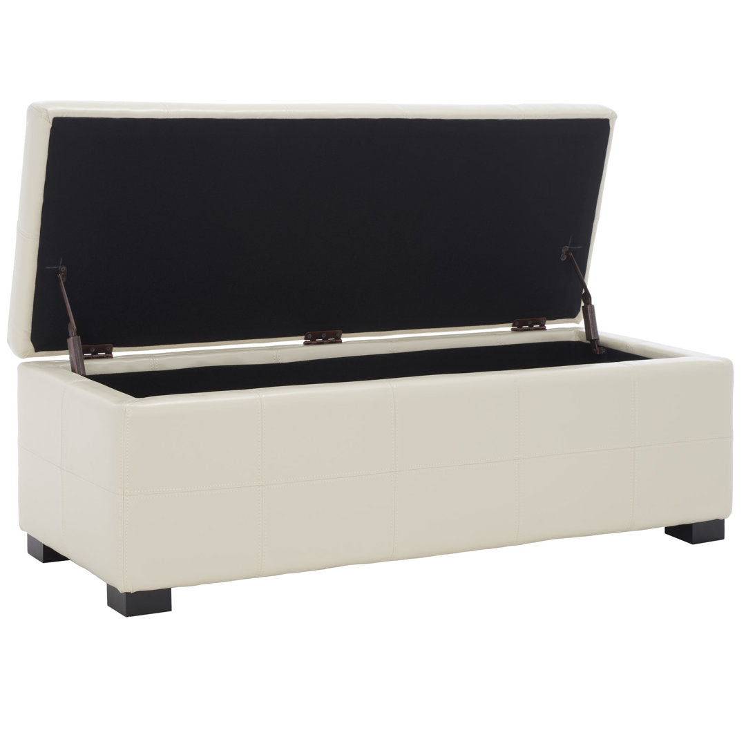 Maiden Upholstered Flip Top Storage Bench Latitude Run® Color: Flat Cream Faux Leather