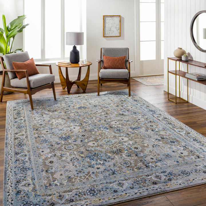Amarr Oriental Machine Woven Area Rug in Black/Dark Blue/Taupe Lark Manor™ Rug Size: Rectangle 12' x 15'