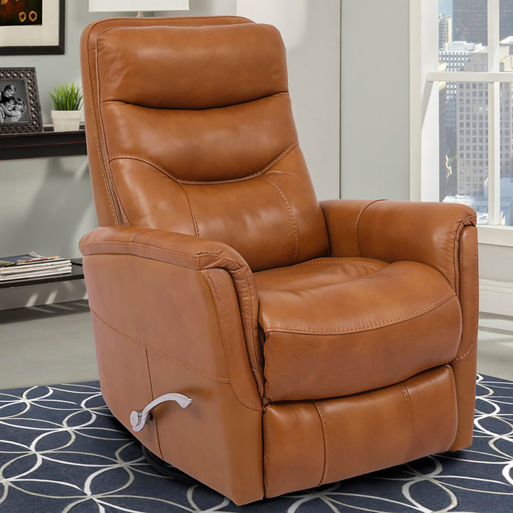30" Top Grain Leather Manual Swivel Glider Recliner with Flared Arms Red Barrel Studio® Upholstery Color: Butterscotch Genuine Leather