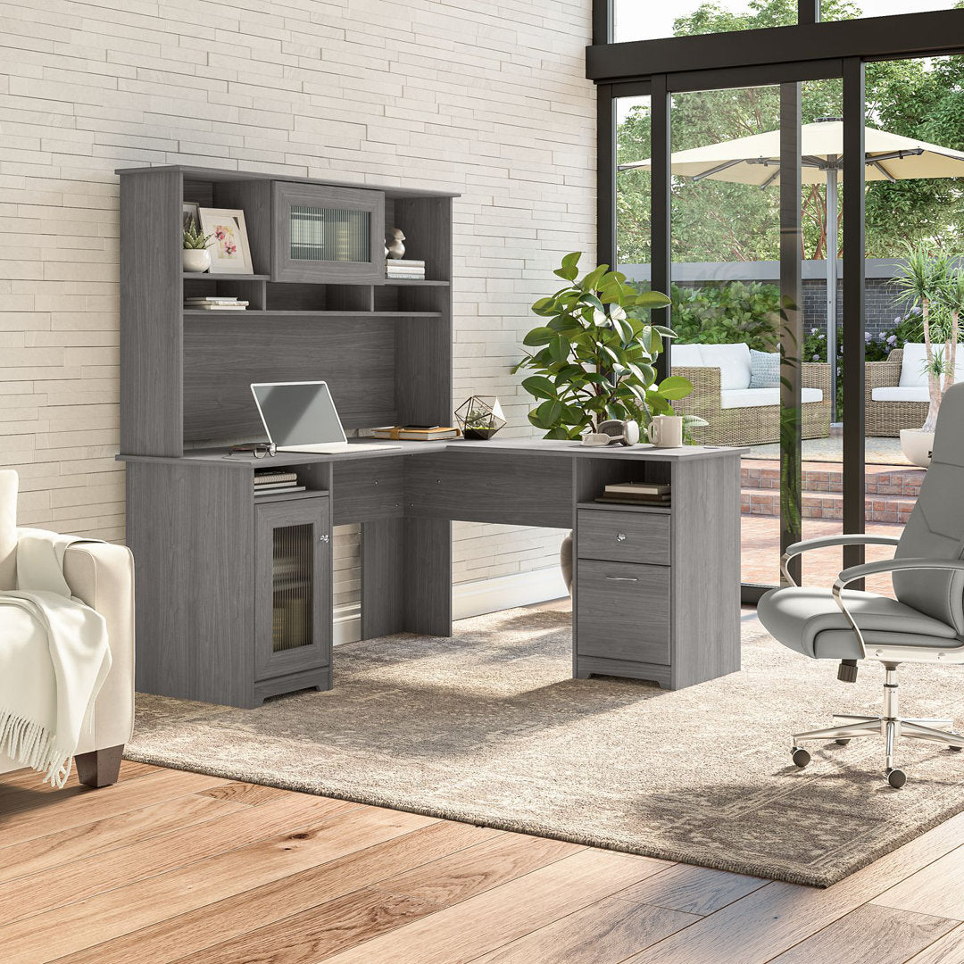 Shelonda L-Shape Executive Desk with Hutch Latitude Run® Color: Modern Gray