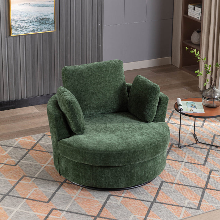 Achorn 42.26" W Polyester Recessed Arm Slipcovered Swivel Barrel Chair Hokku Designs Fabric: Green Polyester