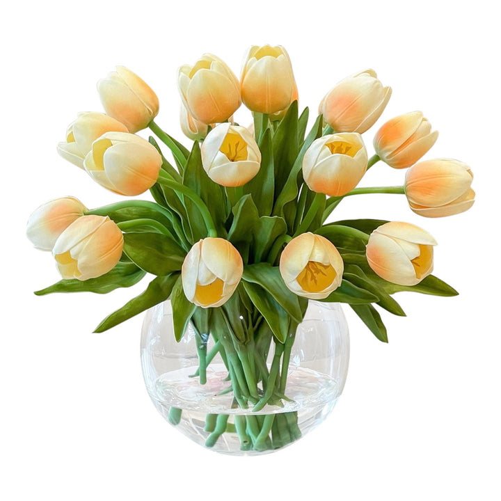 Tulip in Vase Primrue Flowers/Leaves Color: Yellow Ombre