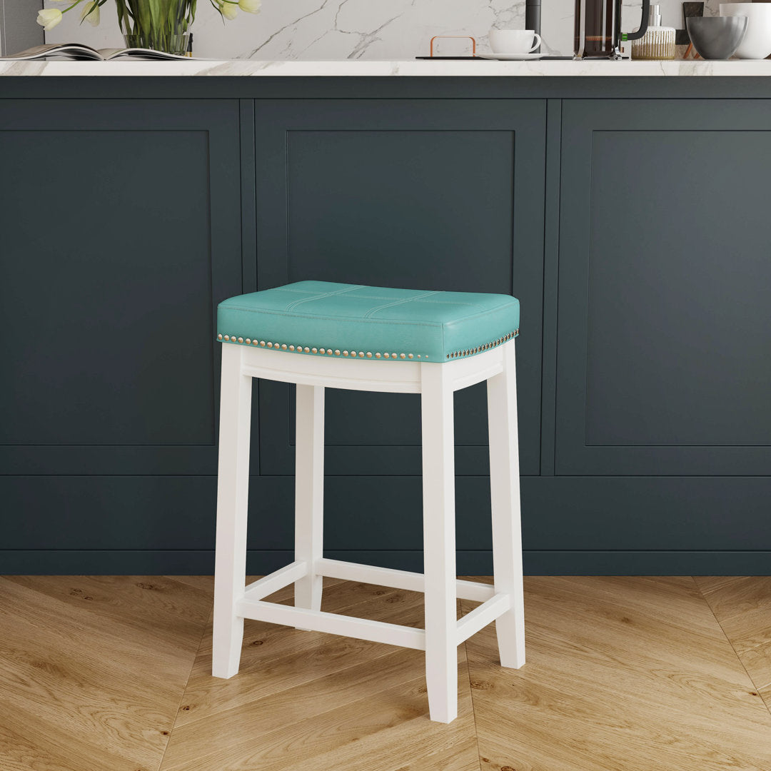 Arlyce Counter & Bar Solid Wood Backless Stool with Upholstered Seat Lark Manor™ Seat Height: Counter Stool (26.5" Seat Height)