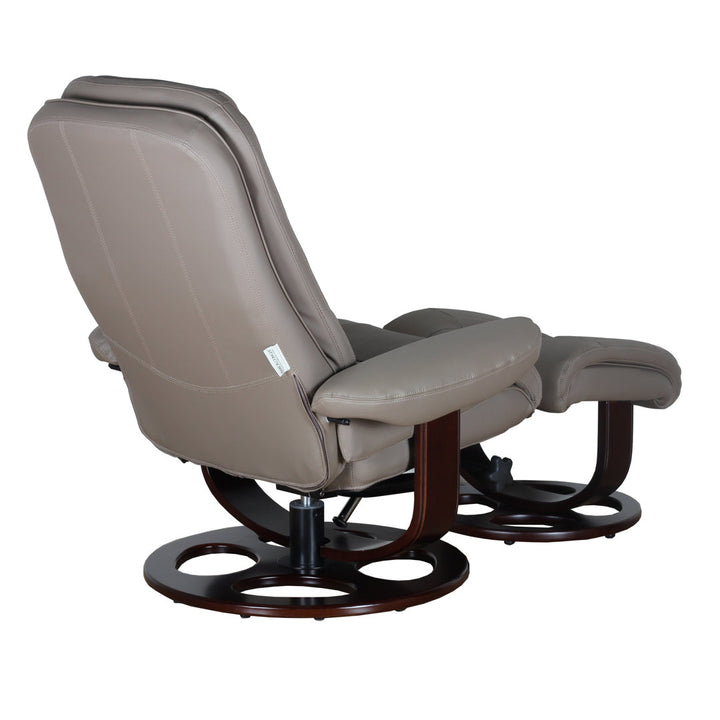 Majeda Manual Swivel Recliner With Ottoman Hokku Designs Body Fabric: Roman Tan Leather Match