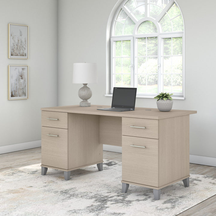 Magomed Executive Desk Gracie Oaks Color: Sand Oak