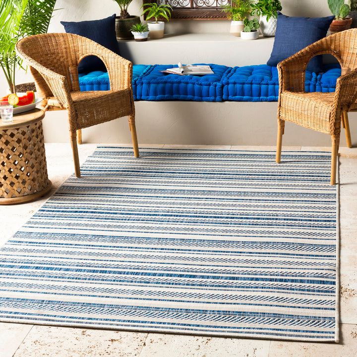 Bellino Striped Denim Indoor/Outdoor Area Rug Beachcrest Home™ Rug Size: Rectangle 4'3" x 5'11"