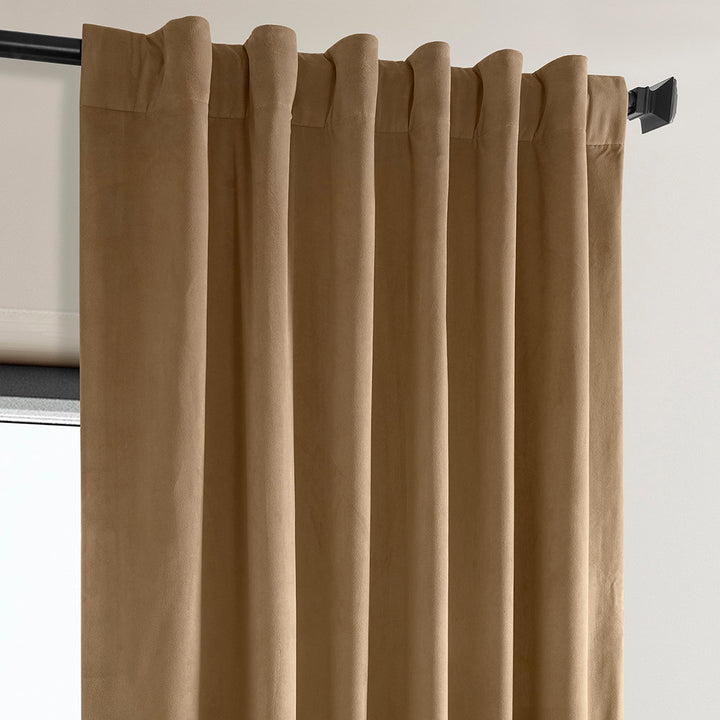 Matra Plush Velvet Curtains for Bedroom - Room Darkening Curtains for Living Room Window Single Panel AllModern Curtain Color: Spiced Rum Size per Panel: 50" W x 108" L