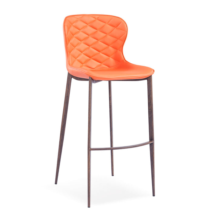 Albert Upholstered Bar & Counter Stool Upper Square™ Base Color: Wood Veneer, Upholstery Color: Orange Seat Height: Counter Stool (24” Seat Height)