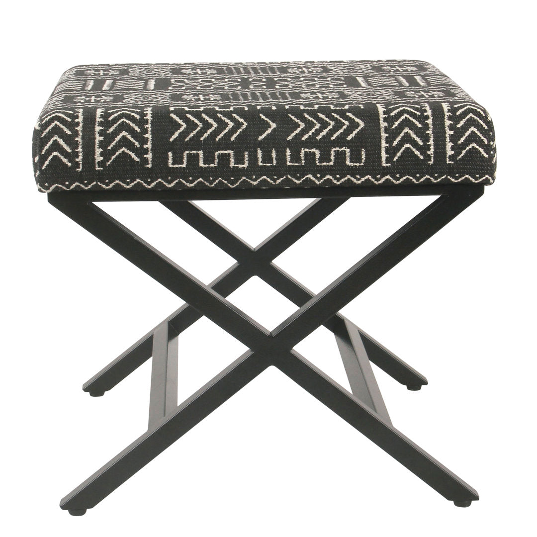 Priscilla 20" Wide Square Standard Ottoman Joss & Main Body Fabric: Geometric Eclectic Black/White