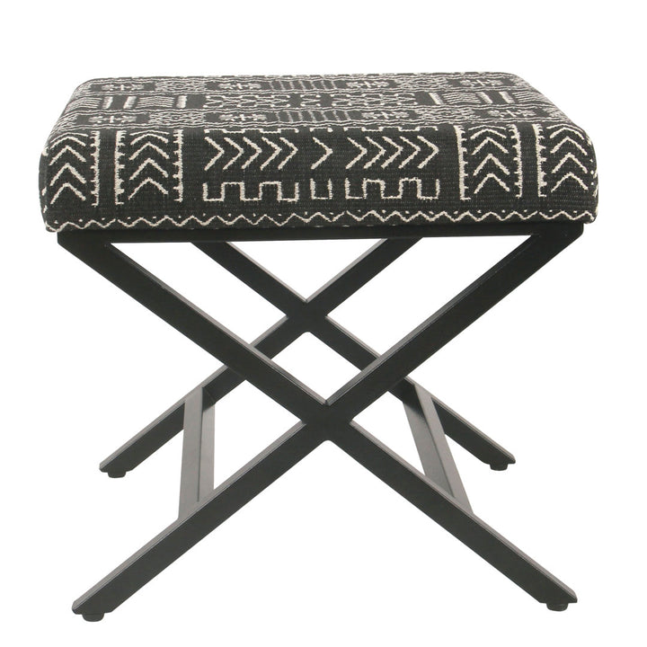 Priscilla 20" Wide Square Standard Ottoman Joss & Main Body Fabric: Geometric Eclectic Black/White