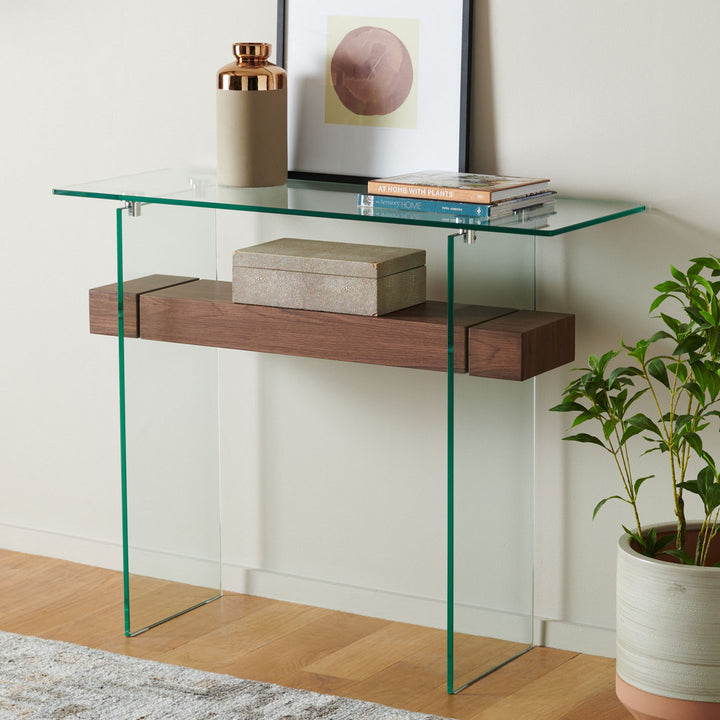 Kayley 39.4" Console Table Highland Dunes Table Base Color: Walnut