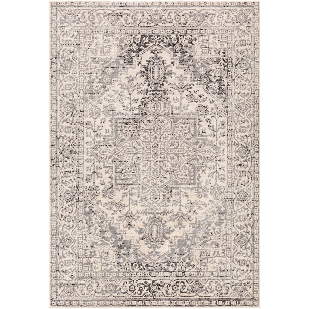 Witten Distressed Charcoal/Cream Area Rug Bungalow Rose Rug Size: Rectangle 8'10" x 12'