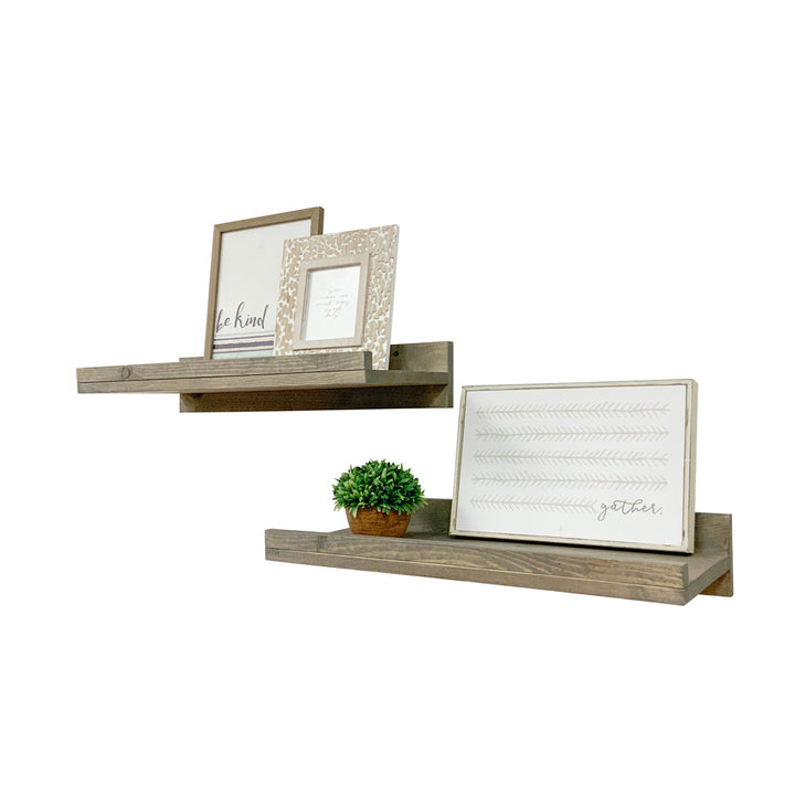 Calhern 2 Piece Pine Solid Wood Floating Shelf Birch Lane™ Size: 4.25" H x 24" W x 10" D Finish: Gray
