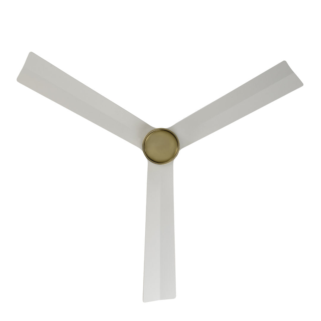 52" Smart Home Compatible 3 Blade Smart Ceiling Fan with Remote WAC Limited Fans Finish: Satin Brass with Matte White Blades, Accessories: Without Light Kit