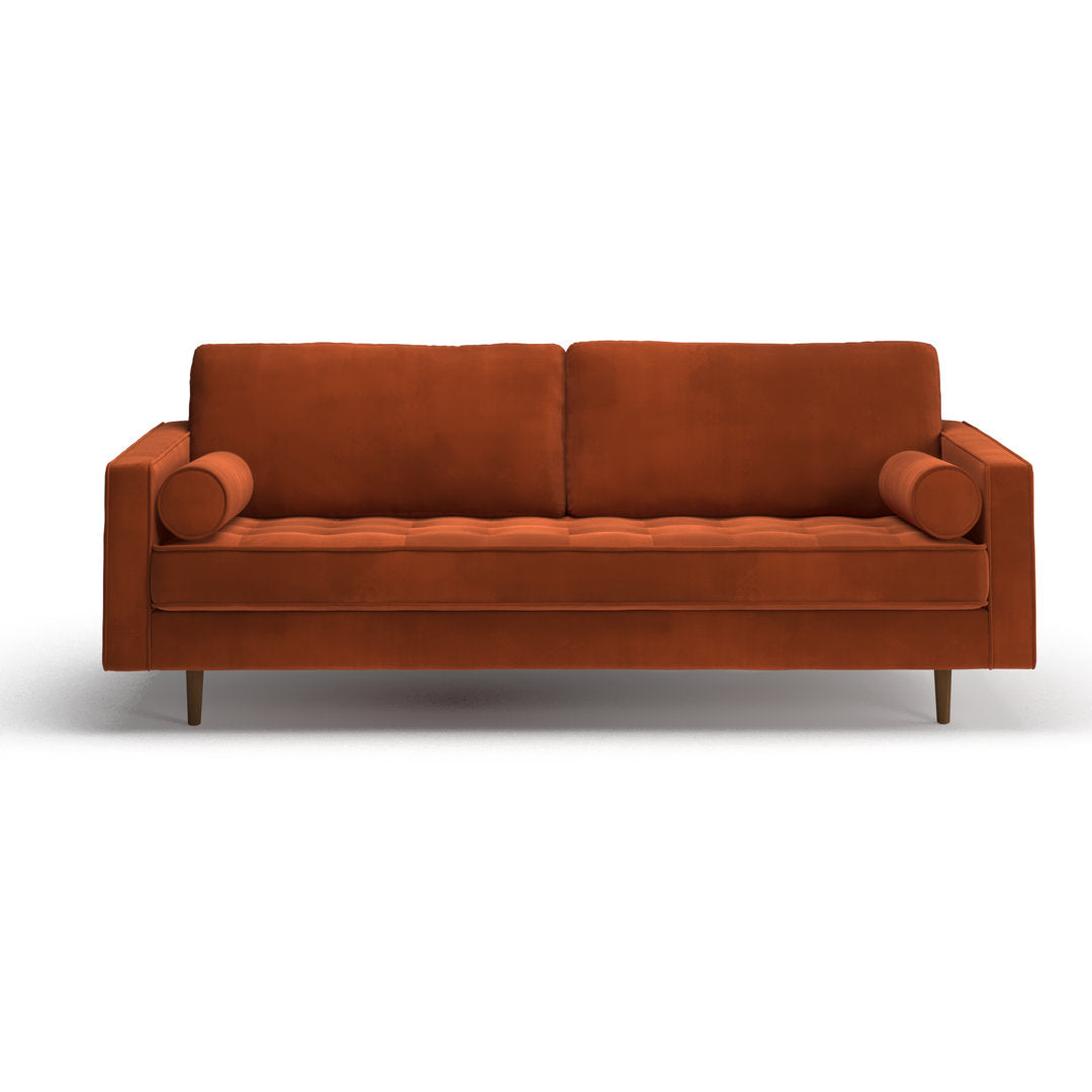 Geo 84" Upholstered Sofa AllModern Fabric: Bella Burnt Orange Performance Velvet