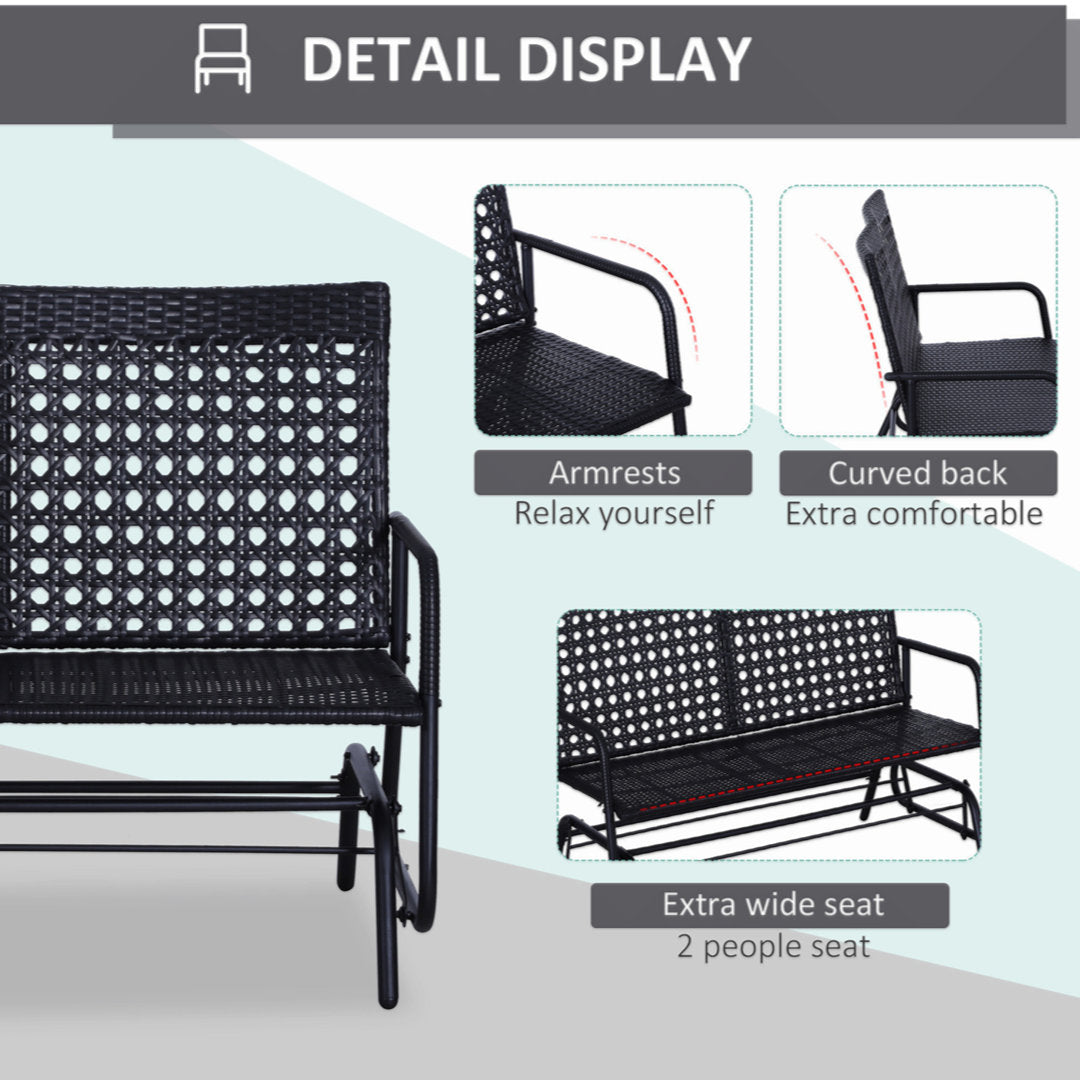 Shupe Steel Rattan Outdoor Patio Double Glider Bench Wrought Studio™