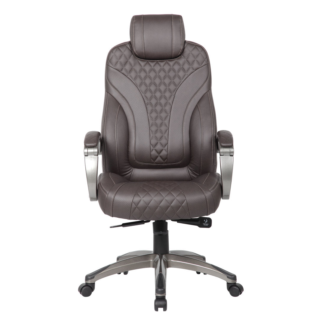 Executive Chair Boss Office Products Upholstery Color: Brown, Frame Color: Pewter