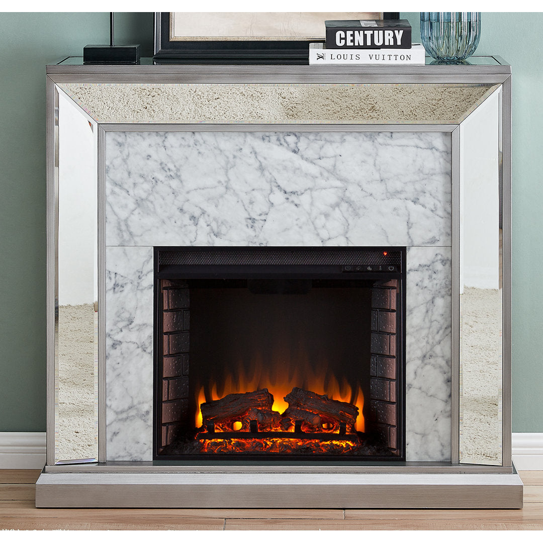 Keilanie Faux Marble Electric Fireplace Brayden Studio®
