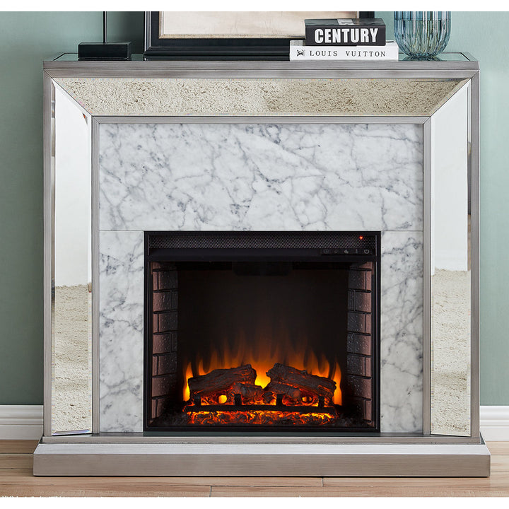 Keilanie Faux Marble Electric Fireplace Brayden Studio®