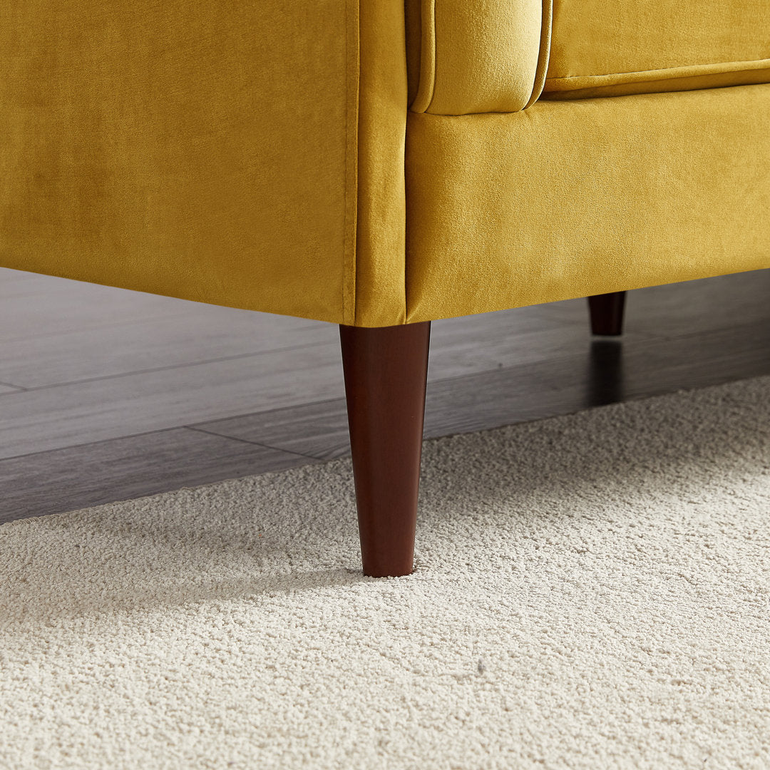 Isaak 105" Wide Symmetrical Corner Etta Avenue™ Fabric: Yellow Velvet