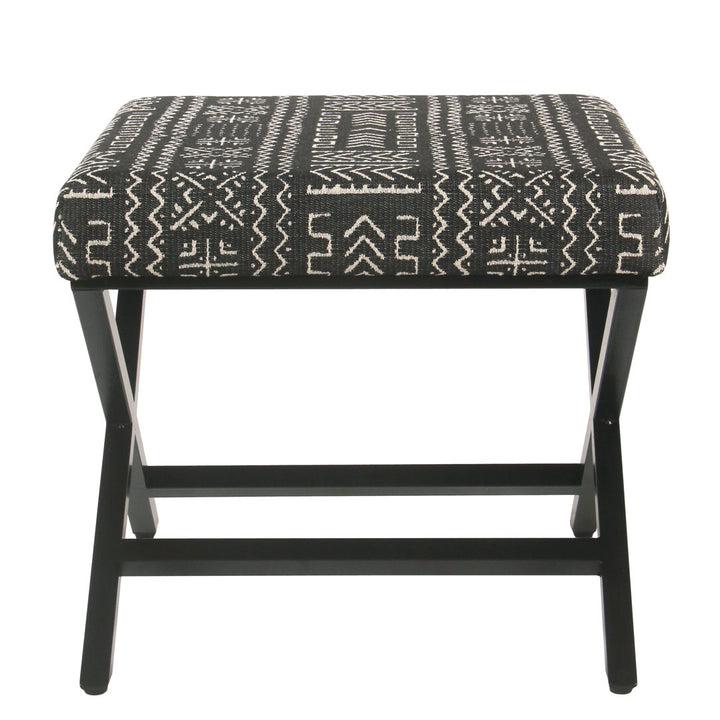 Priscilla 20" Wide Square Standard Ottoman Joss & Main Body Fabric: Geometric Eclectic Black/White