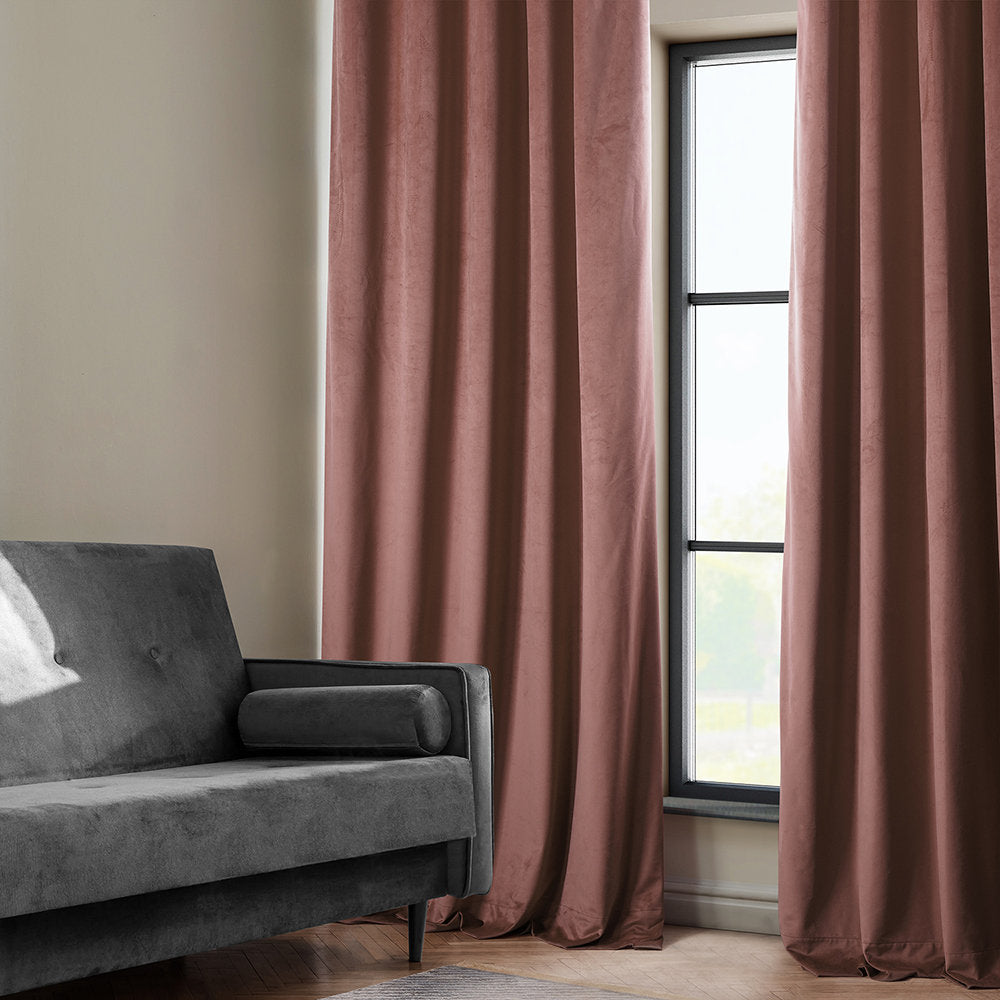 Matra Plush Velvet Curtains for Bedroom - Room Darkening Curtains for Living Room Window Single Panel AllModern Curtain Color: Wild Rose Size per Panel: 100" W x 84" L