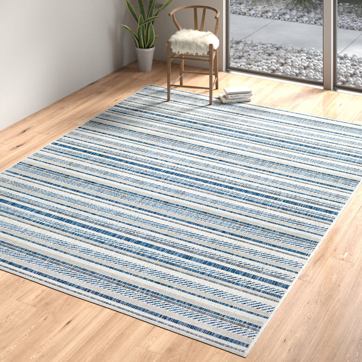 Bellino Striped Denim Indoor/Outdoor Area Rug Beachcrest Home™ Rug Size: Rectangle 10' x 14'