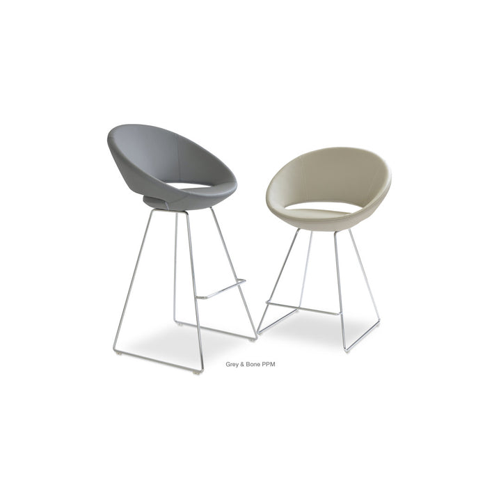 Crescent Wire Bar & Counter Stool sohoConcept Upholstery: White Faux Leather, Seat Height: Bar Stool (29" Seat Height)