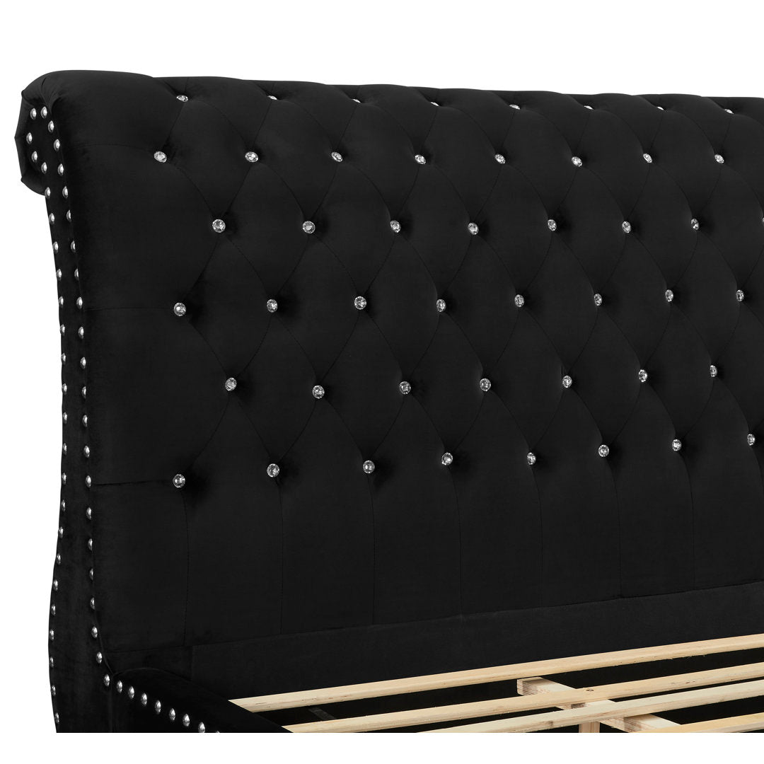 Matos Tufted Upholstered Sleigh Bed Rosdorf Park Color: Black Size: Queen
