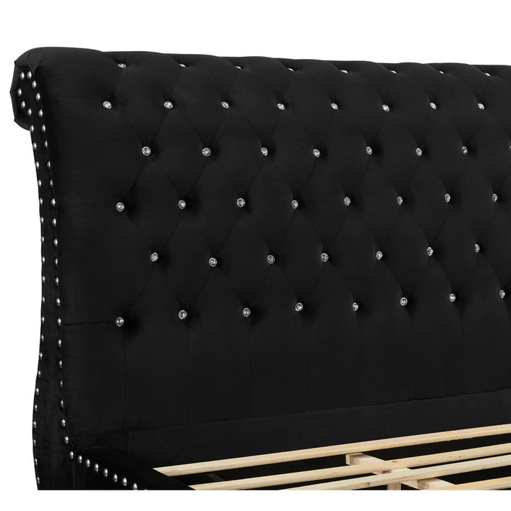 Matos Tufted Upholstered Sleigh Bed Rosdorf Park Color: Black Size: Queen