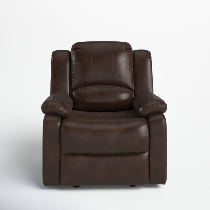 Kahler 37.75" Wide Faux Leather Manual Glider Recliner Andover Mills™ Upholstery Color: Burnished Brown