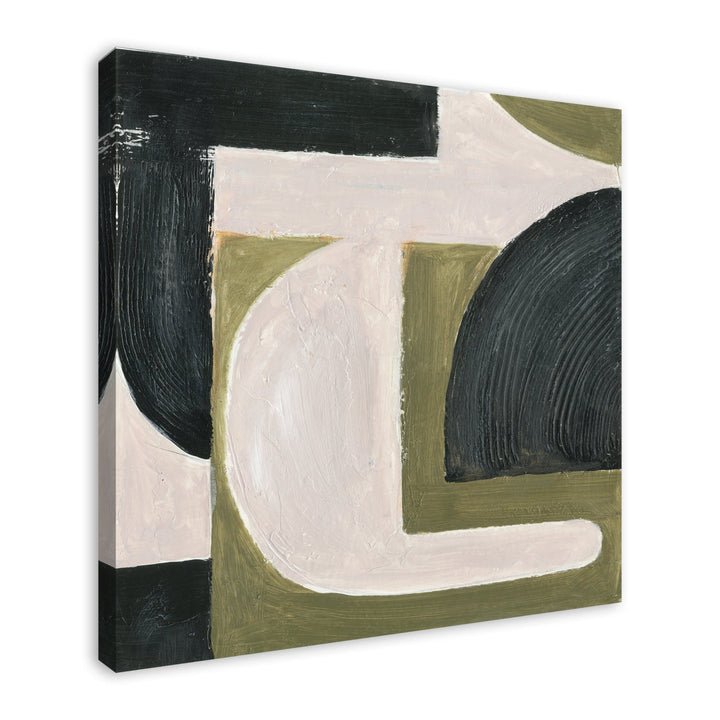 Abstract with Green - Painting on Canvas Ivy Bronx Size: 36" H x 36" W x 1.25" D Format: Wrapped Canvas