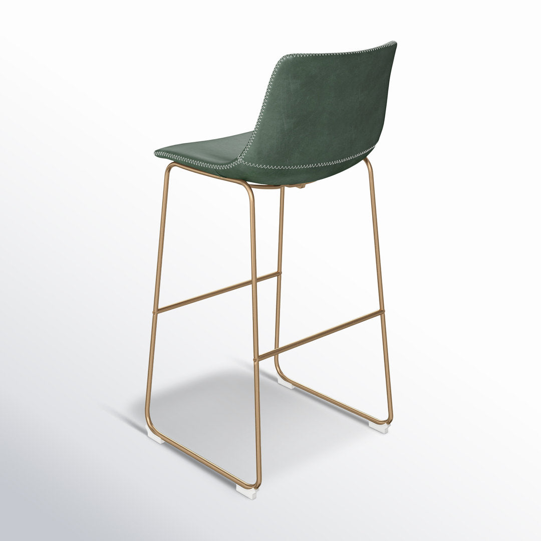 Nia Vegan Leather Bar & Counter Stool (Set of 2) AllModern Frame Color: Gold Upholstery: Green Vegan Leather, Seat Height: Counter Stool (24" Seat Height)