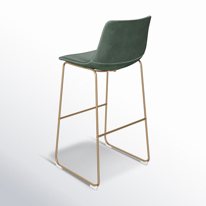 Nia Vegan Leather Bar & Counter Stool (Set of 2) AllModern Frame Color: Gold Upholstery: Green Vegan Leather, Seat Height: Counter Stool (24" Seat Height)