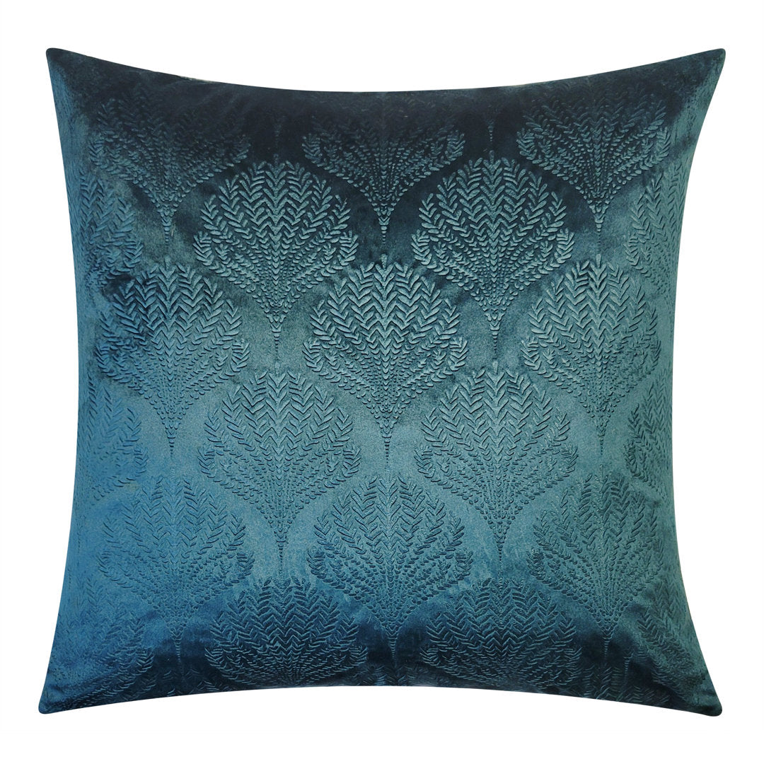 Embossed Velvet Fan Decorative Pillow Edie@Home Color: Teal
